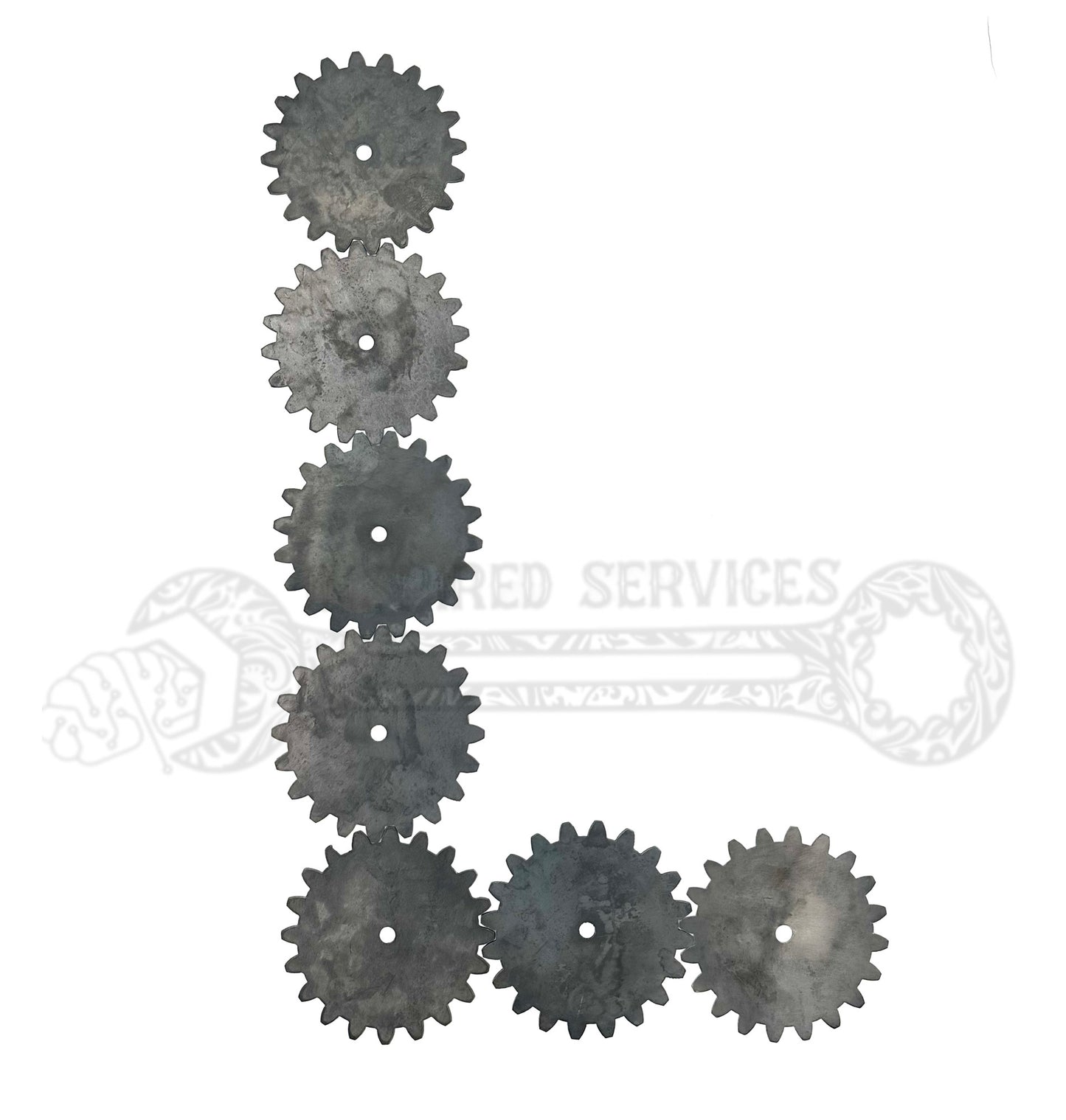 Decorative Steel Gears Sign in Shape of an L