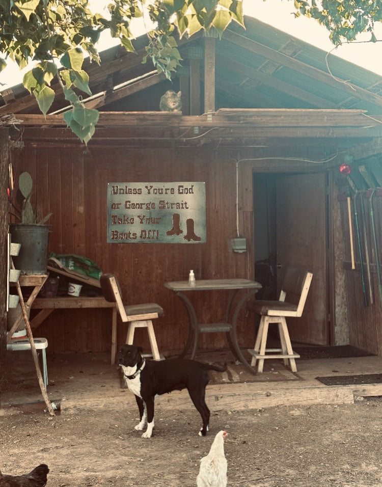 Decretive Western Metal Welcome Sign. George Strait On a barn.