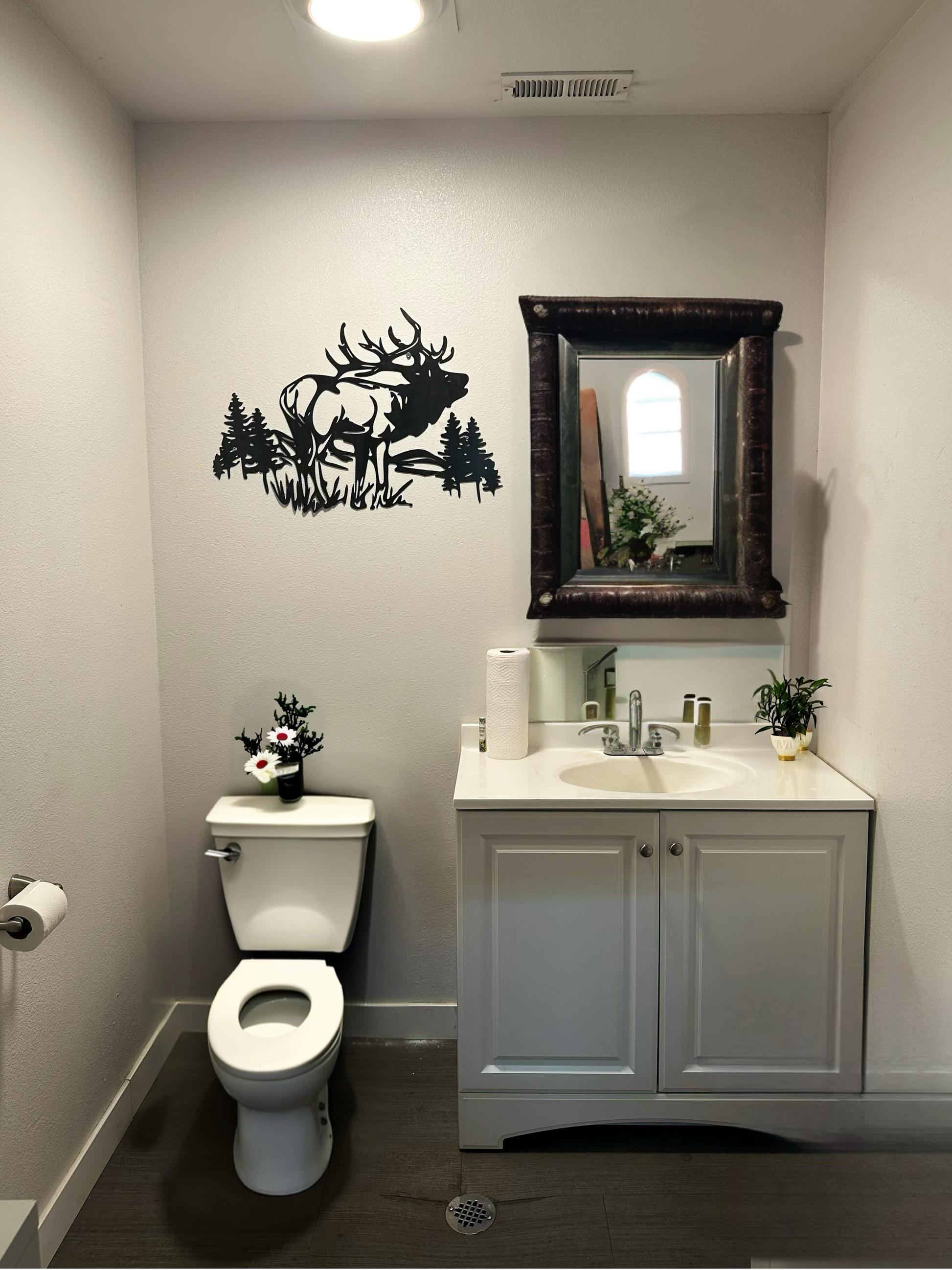 Metal Elk Decorative Steel Sign in Bathroom