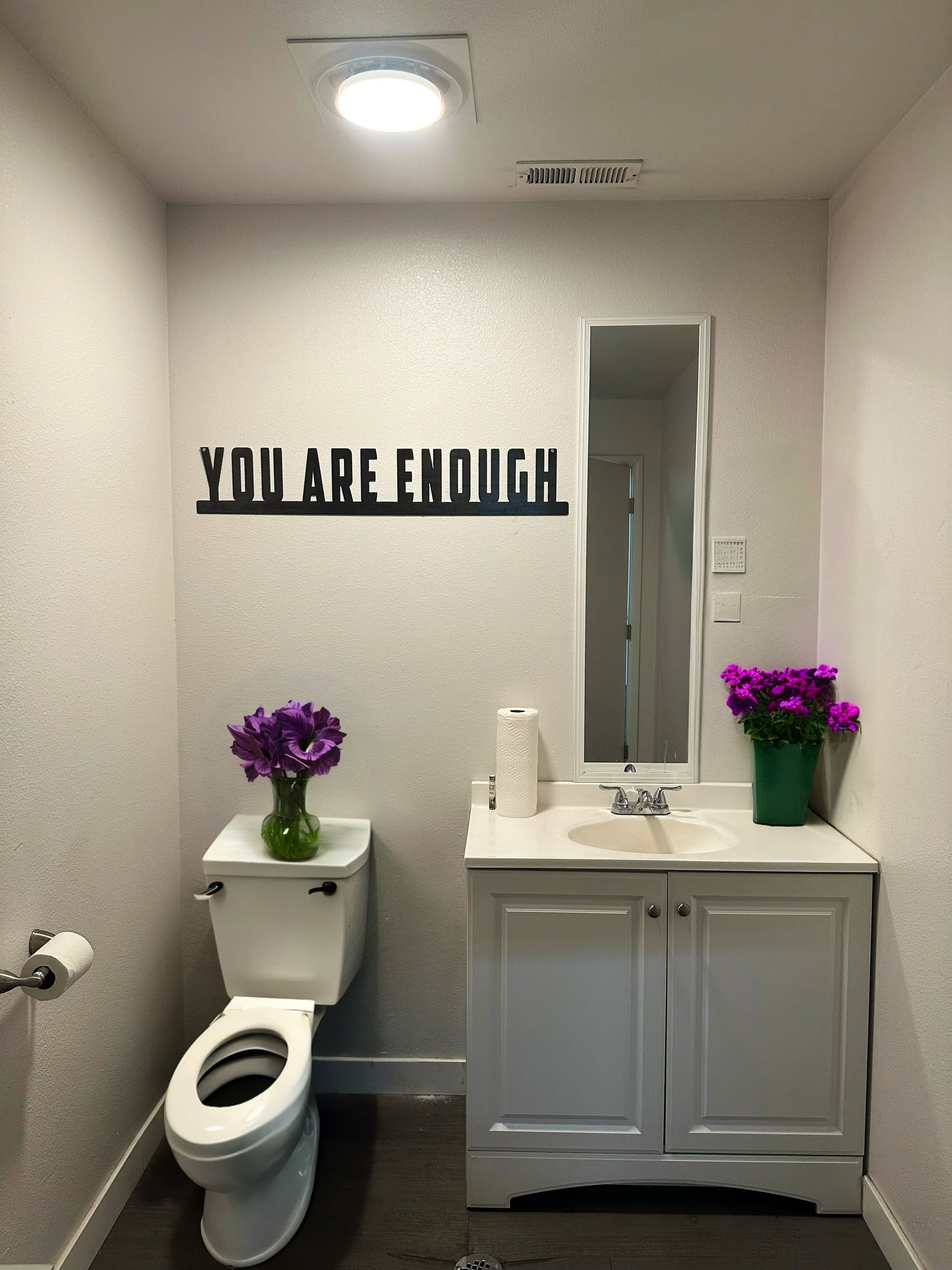 You are Enough Decorative Steel Affirmation Sign in Bathroom